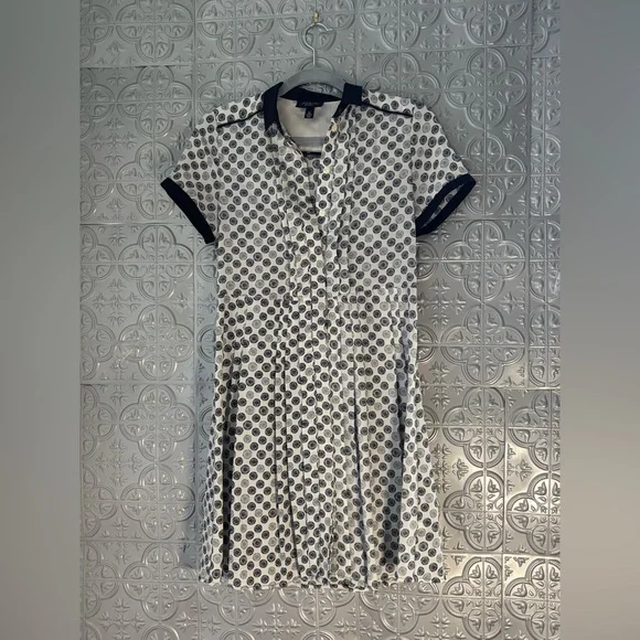 Jason Wu Bicycle Wheel Print Pin Up Black White Collared Skater Dress - Picture 1 of 5